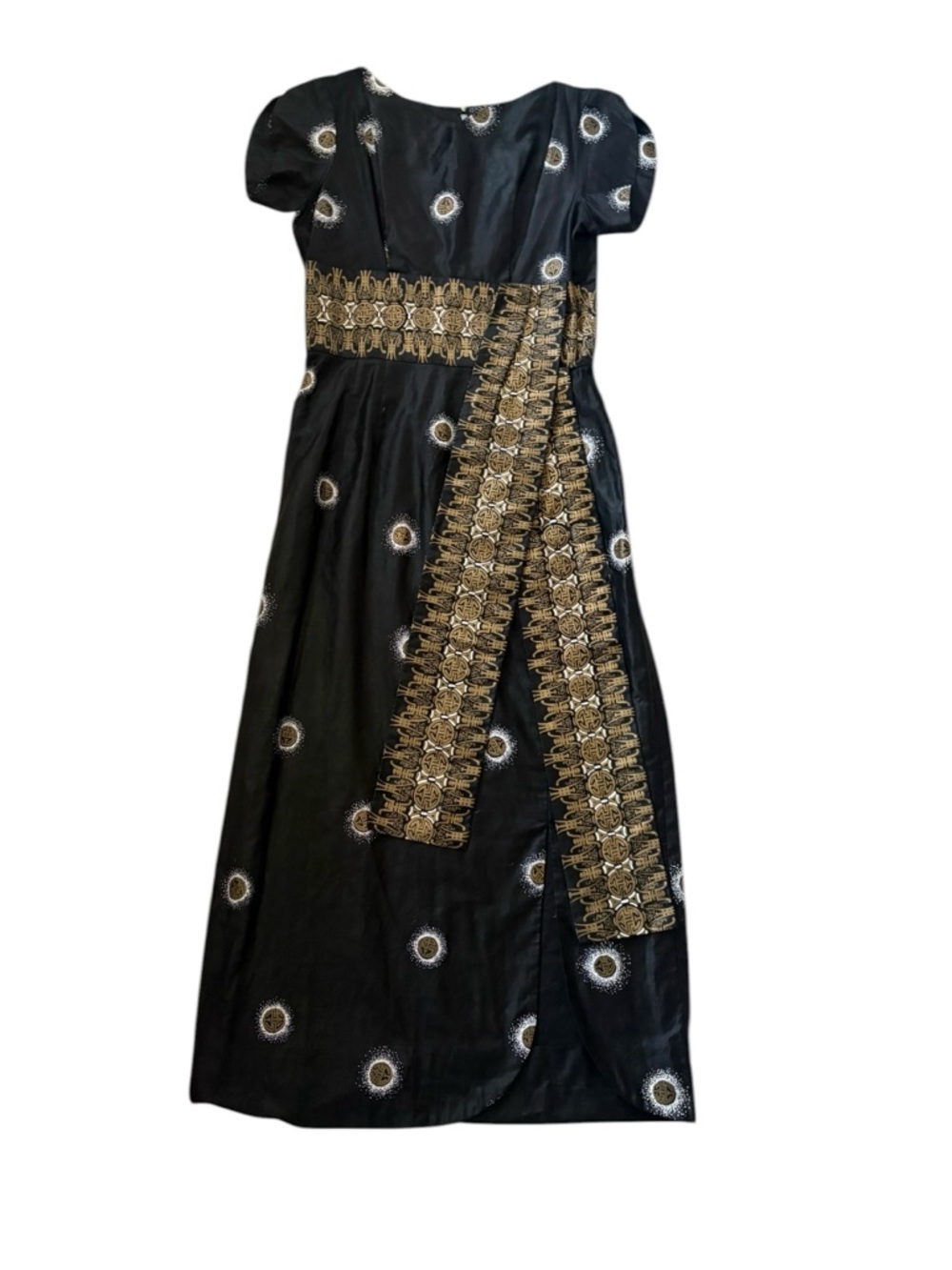 RARE Vintage 60s Richard Douglas Okinawa Shou Silk Blend Dress Split Tulip Sleev